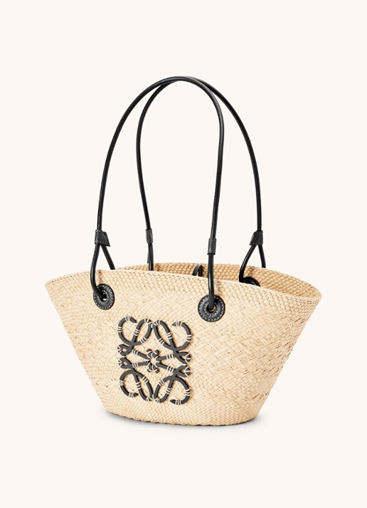 LOEWE Anagram Basket Small shopper met kalfsleren details - achterkant 6 zwart