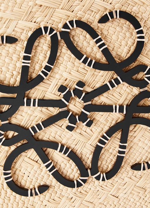 LOEWE Anagram Basket Small shopper met kalfsleren details - detail 3 zwart