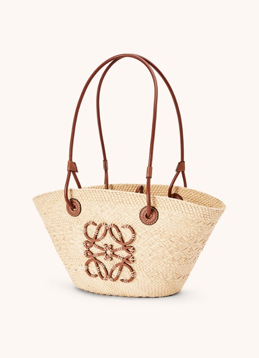 LOEWE Anagram Basket Small shopper met kalfsleren details - achterkant 4 bruin