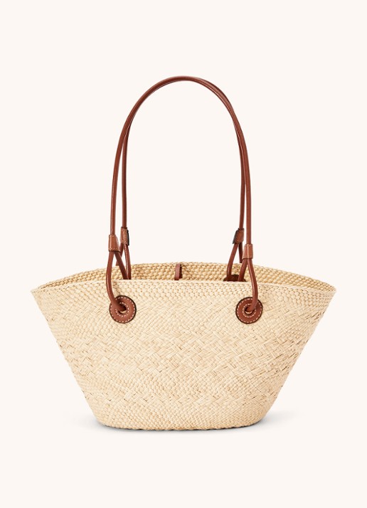 LOEWE Anagram Basket Small shopper met kalfsleren details - detail bruin