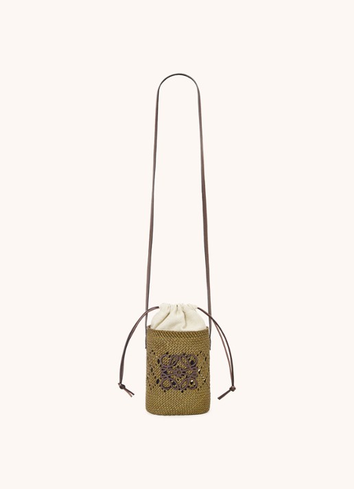 LOEWE Anagram crossbodytas met kalfsleren details - voorkant 2 olijfgroen