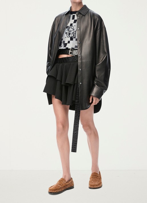 LOEWE Anagram fijngebreide crop top met flock logoprint - voorkant 2 grijs