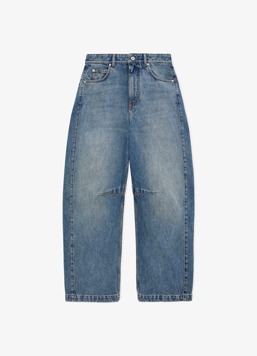 LOEWE Anagram high waist loose fit jeans met medium wassing - voorkant 4 indigo