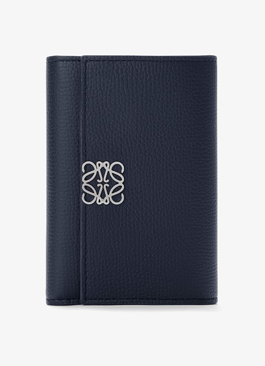LOEWE Anagram Small portemonnee van kalfsleer - voorkant donkerblauw