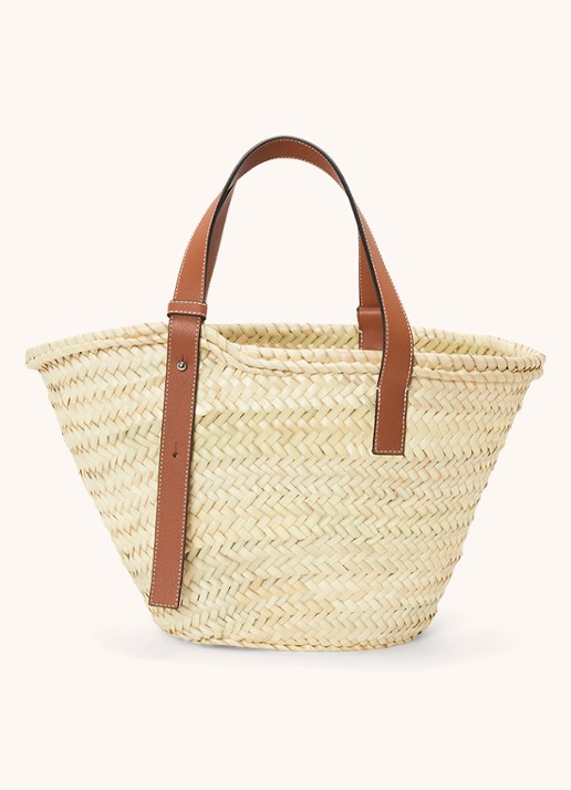 LOEWE Basket handtas met kalfsleren details - detail camel