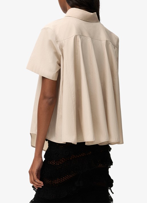 LOEWE Blouse met logoborduring en borstzak - achterkant beige