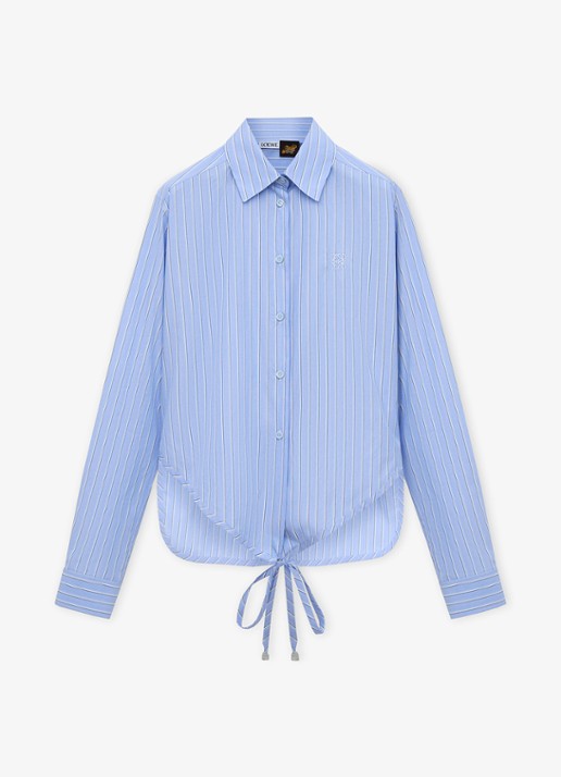 LOEWE Blouse met streepprint en overslag - voorkant 3 blauw