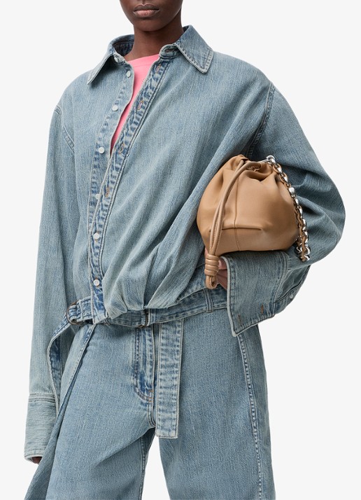 LOEWE Blouse van denim met ceintuur - detail 3 indigo