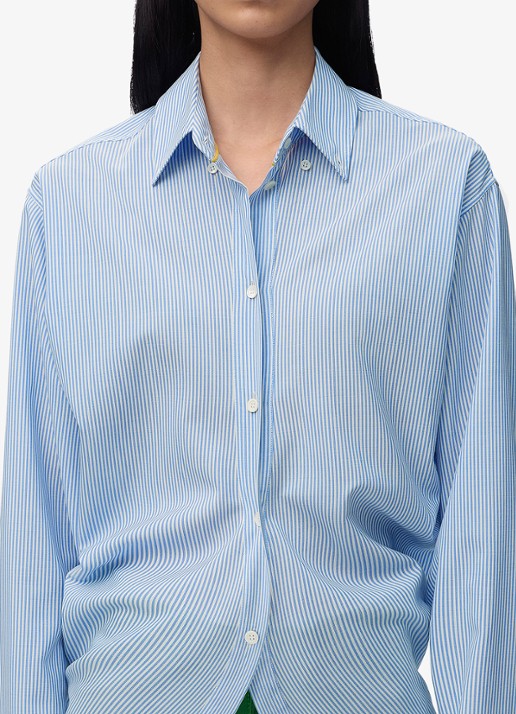 LOEWE Blouse van wol met streepprint - detail 2 blauw