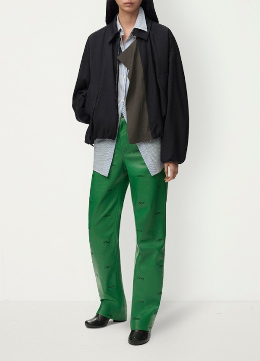 LOEWE Blouse van wol met streepprint - voorkant 5 blauw