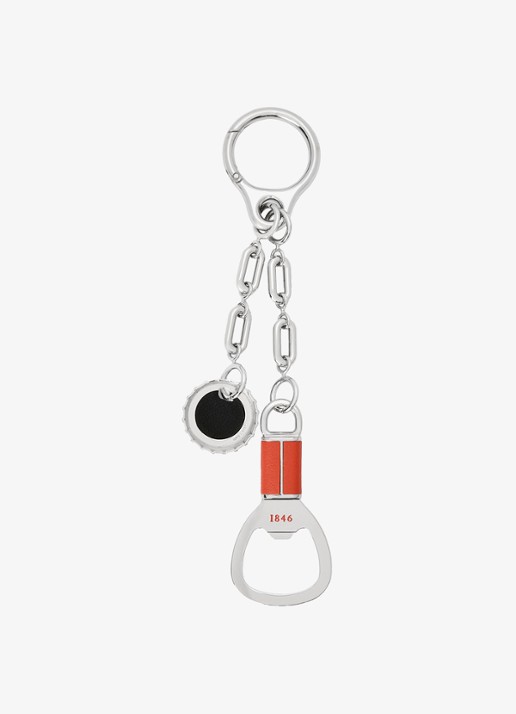LOEWE Bottle Opener sleutelhanger met leren detail - achterkant zilver
