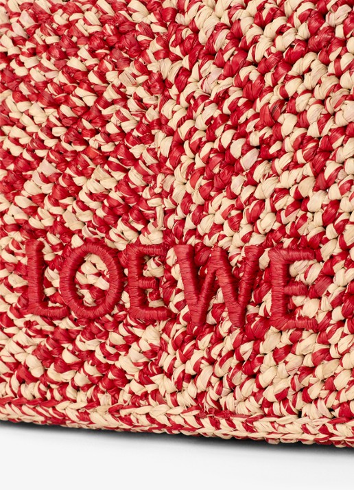 LOEWE Cala Mini handtas van raffia met kalfsleren details - detail 6 rood
