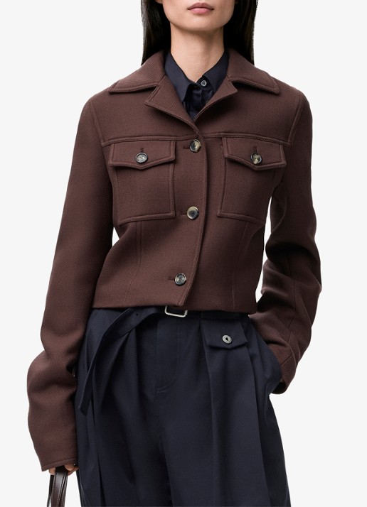 LOEWE Cropped jack in wolblend met klepzakken