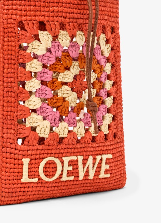 LOEWE Crossbodytas van raffia met logo - detail 5 donkeroranje
