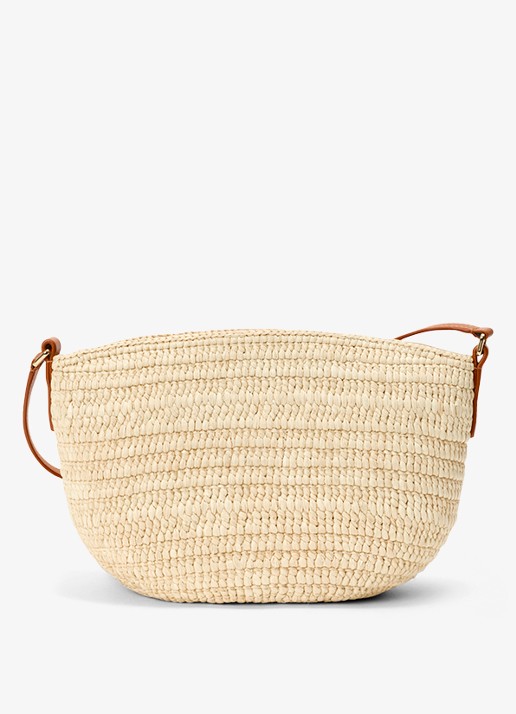 LOEWE Eclipse crossbodytas van raffia met logo - achterkant 6 beige