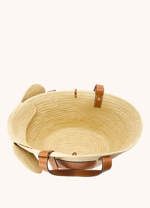 LOEWE Elephant handtas van raffia met kalfsleren details - detail 7 roestbruin