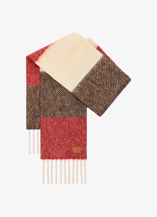 LOEWE Fijngebreide sjaal in alpaca wolblend 212 x 27 cm - voorkant 2 bruin