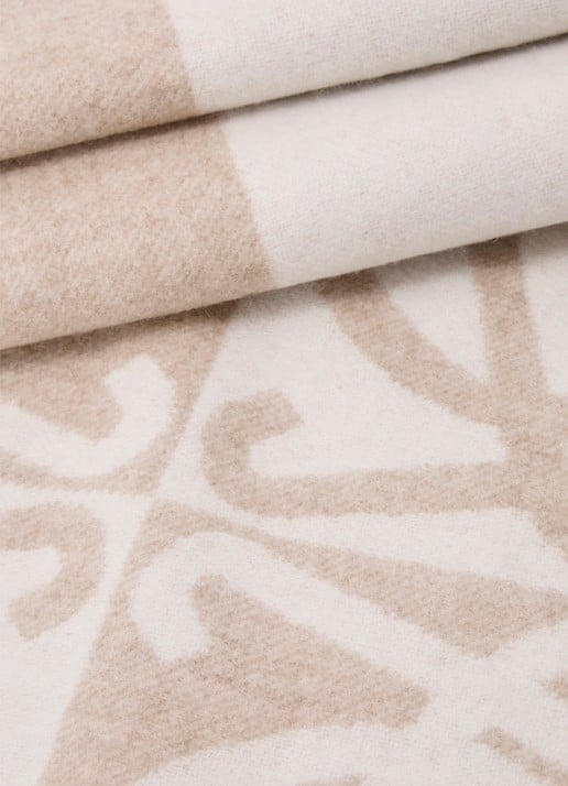 LOEWE Fijngebreide sjaal in kasjmierblend met logo 180 x 28 cm - detail 3 beige