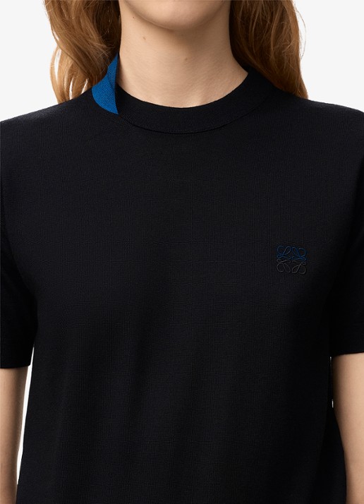LOEWE Fijngebreide top in wolblend met logoborduring - detail 2 zwart