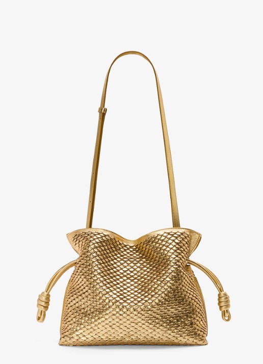 LOEWE Flamenco clutch van leer met metallic finish - detail 4 goud