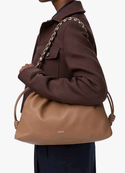 LOEWE Flamenco Large schoudertas van leer - voorkant 3 bruin