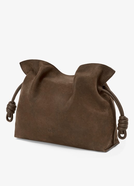 LOEWE Flamenco Medium clutch van kalfsleer - detail 4 bruin