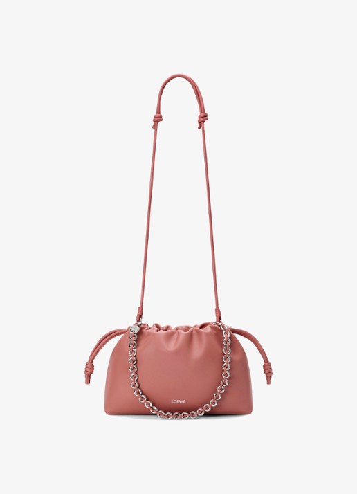 LOEWE Flamenco Medium schoudertas van leer - detail 5 zalmroze