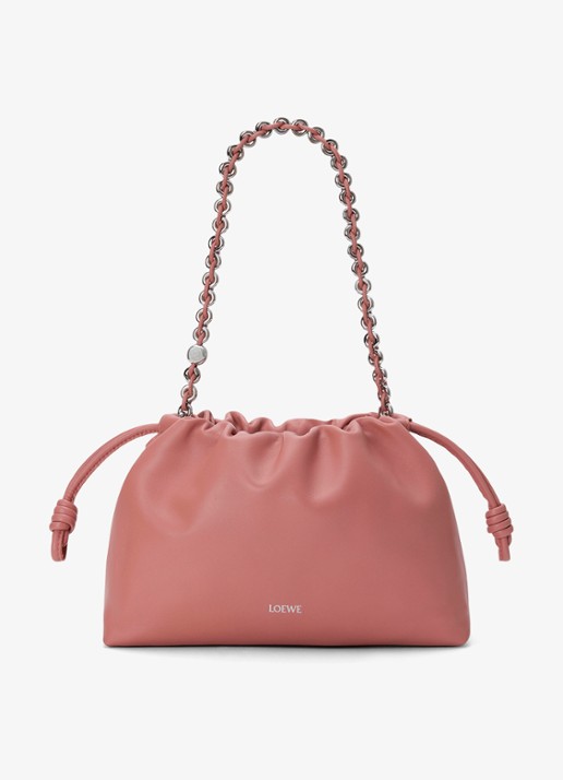LOEWE Flamenco Medium schoudertas van leer - voorkant 3 zalmroze
