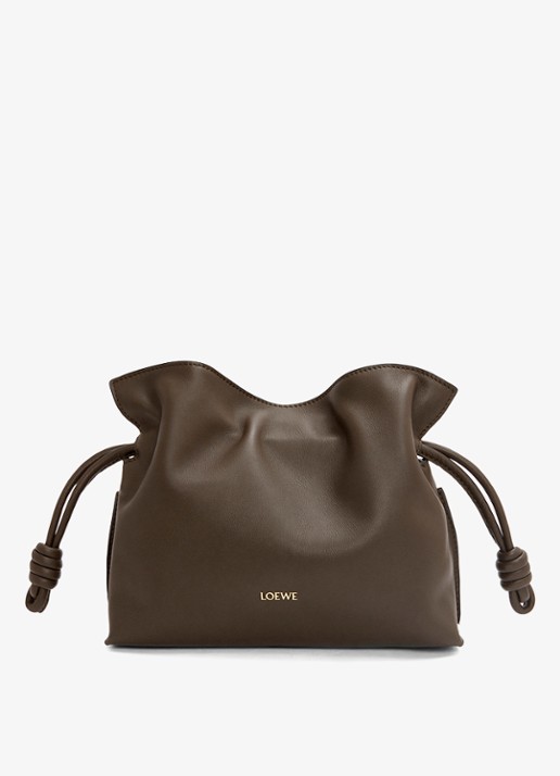 LOEWE Flamenco Mini clutch van kalfsleer - voorkant 6 donkerbruin