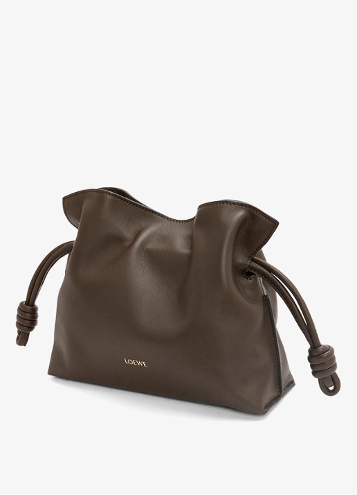 LOEWE Flamenco Mini clutch van kalfsleer - voorkant 7 donkerbruin