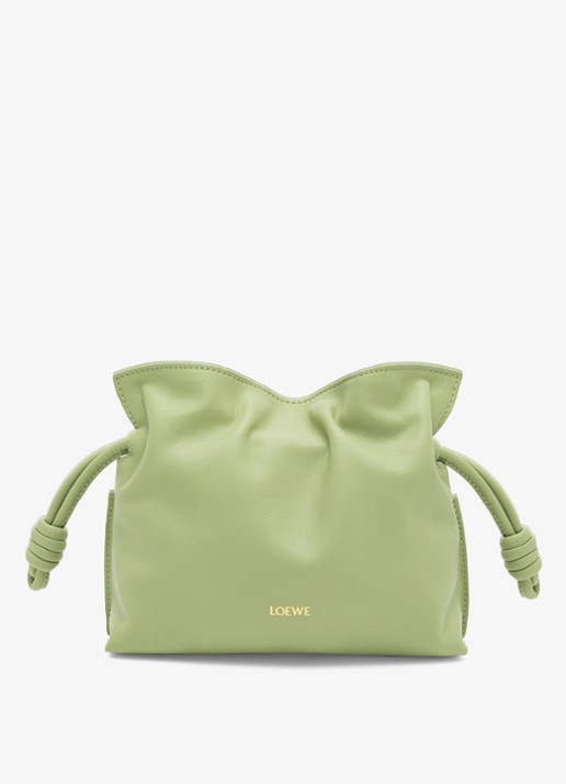 LOEWE Flamenco Mini clutch van kalfsleer - voorkant 6 lichtgroen