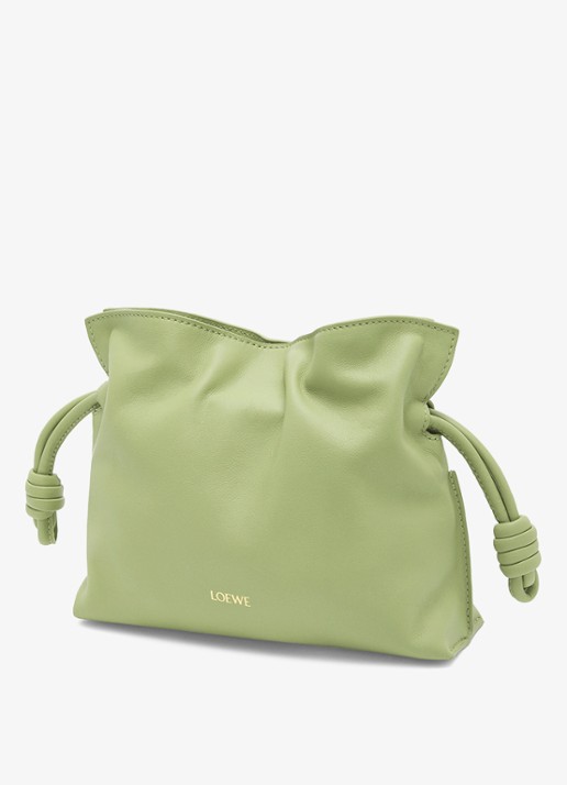 LOEWE Flamenco Mini clutch van kalfsleer - voorkant 7 lichtgroen