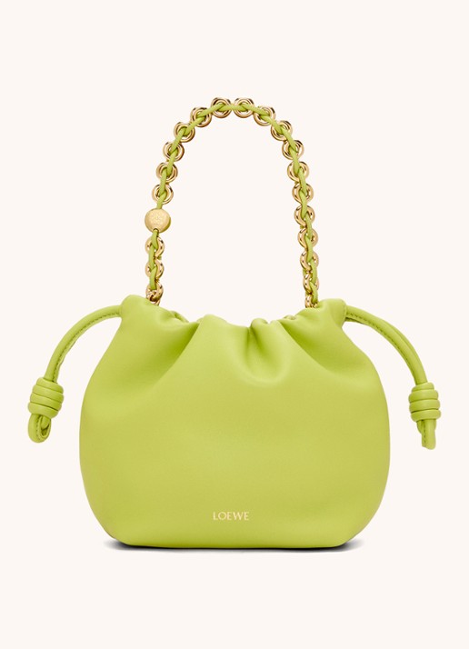 LOEWE Flamenco Mini clutch van lamsleer - achterkant lime