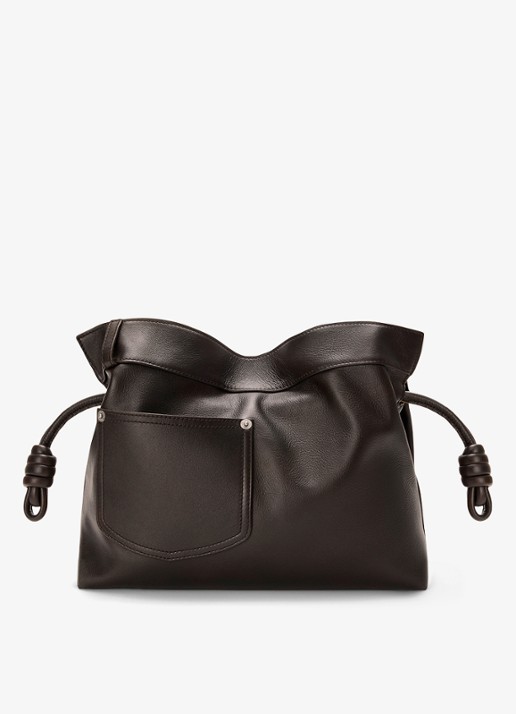 LOEWE Flamenco Panta M clutch van kalfsleer - achterkant donkerbruin