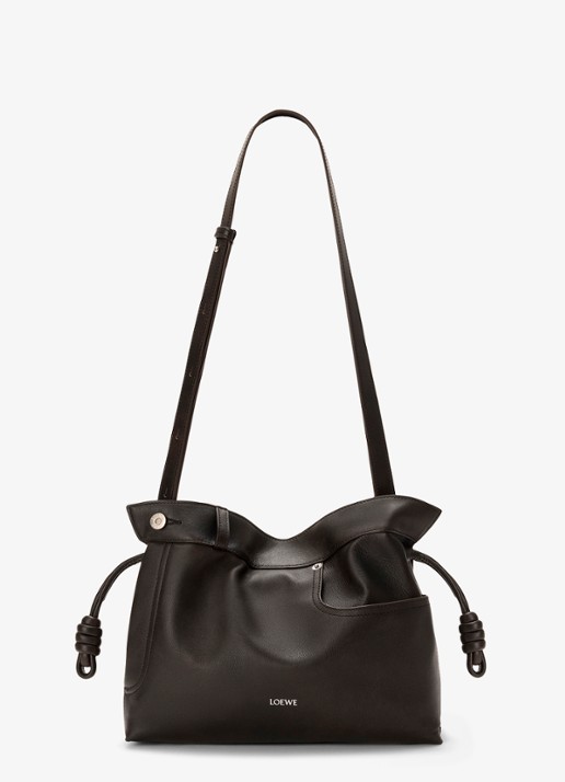 LOEWE Flamenco Panta M clutch van kalfsleer - detail 5 donkerbruin