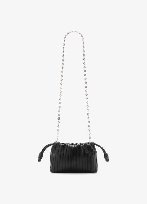 LOEWE Flamenco Pleated Mini schoudertas van kalfsleer - detail 3 zwart