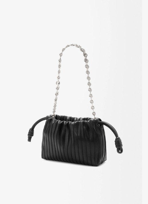 LOEWE Flamenco Pleated Mini schoudertas van kalfsleer - voorkant 8 zwart