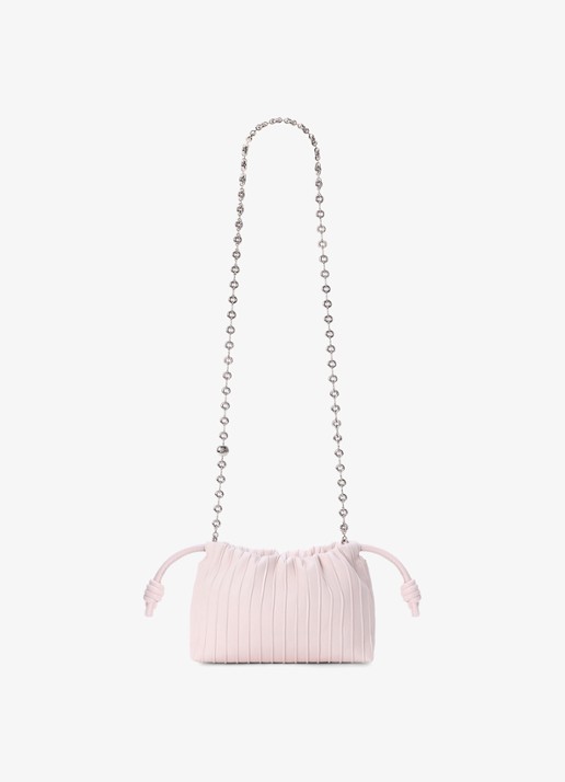 LOEWE Flamenco Pleated Mini schoudertas van kalfsleer - detail 2 lichtroze
