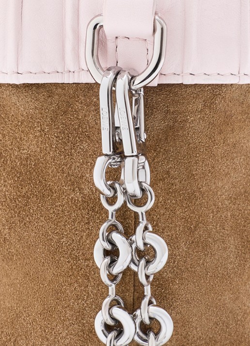 LOEWE Flamenco Pleated Mini schoudertas van kalfsleer - detail 5 lichtroze