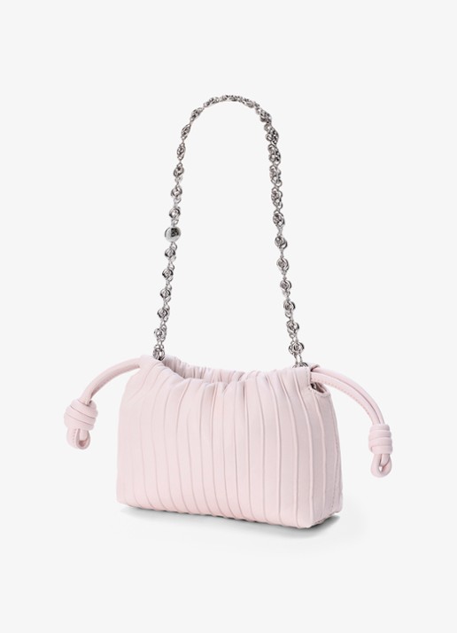 LOEWE Flamenco Pleated Mini schoudertas van kalfsleer - voorkant 7 lichtroze