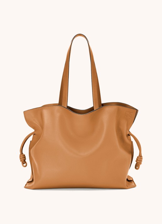 LOEWE Flamenco XL schoudertas van kalfsleer - achterkant 6 lichtbruin