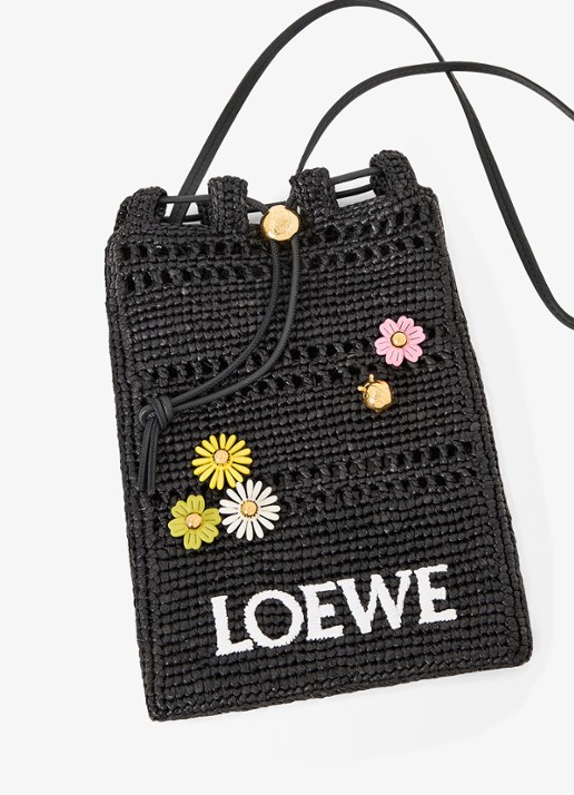 LOEWE Flower tasbedel van kalfsleer - voorkant 4 paars