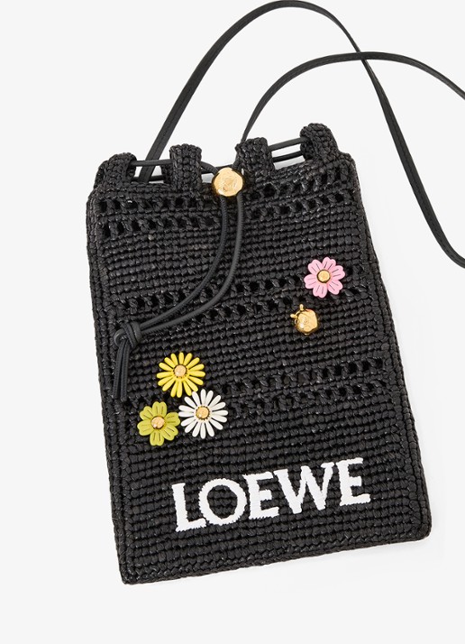 LOEWE Flower tasbedel van kalfsleer - detail 6 groen