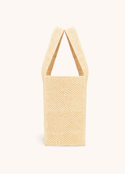 LOEWE Font Medium shopper van raffia met afneembare schouderriem - detail 3 beige