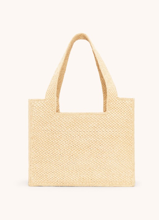 LOEWE Font Medium shopper van raffia met afneembare schouderriem - detail 4 beige