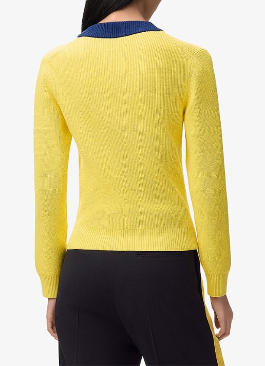 LOEWE Grofgebreide pullover in wolblend met V-hals - achterkant 5 geel