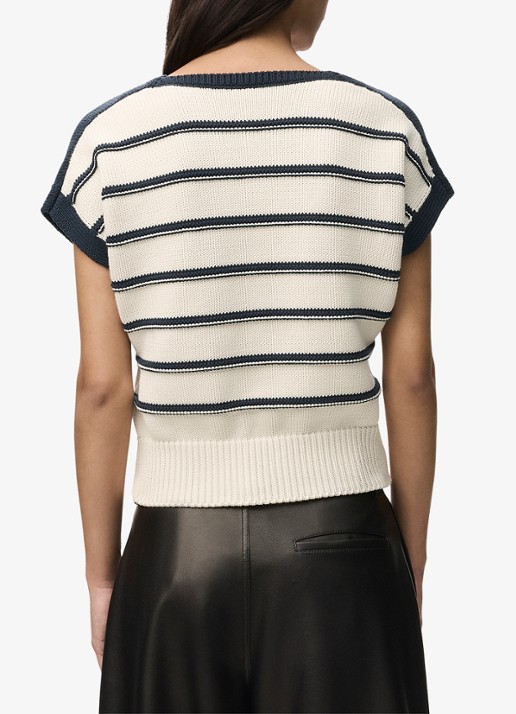 LOEWE Grofgebreide top in wolblend met streepprint - achterkant gebroken wit