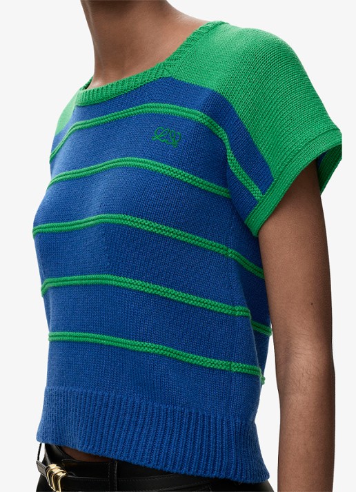 LOEWE Grofgebreide top in wolblend met streepprint - detail 4 blauw