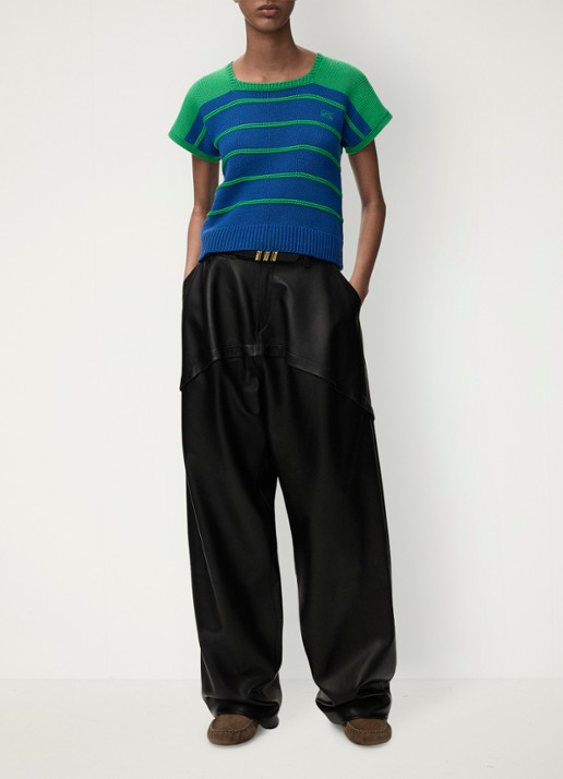 LOEWE Grofgebreide top in wolblend met streepprint - voorkant 2 blauw
