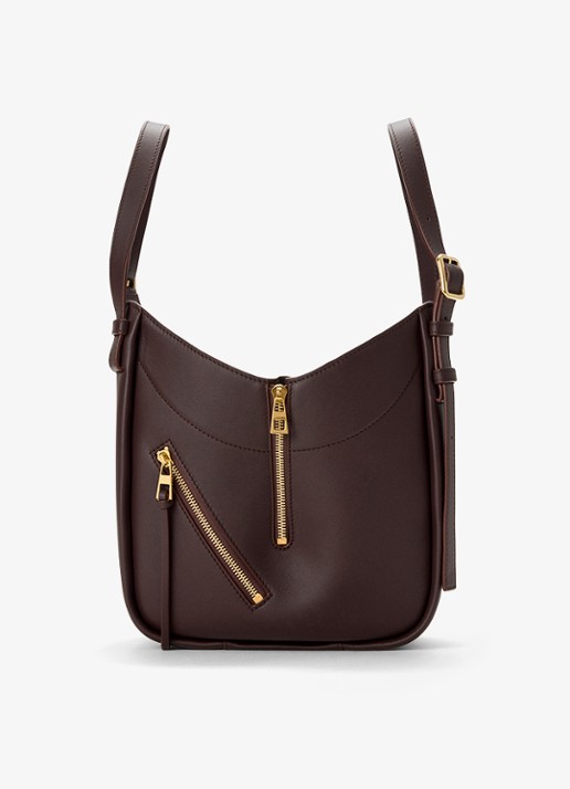 LOEWE Hammock Flip handtas van kalfsleer - detail donkerbruin